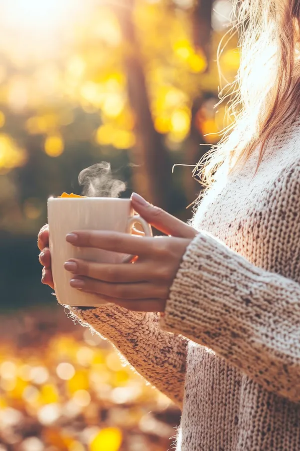 Radiofrequency-Microneedling-for-Hands-Treatment A woman with smooth hands holds her tea outside. Get Radiofrequency Microneedling for Hand Skin Treatment from Healthy Aging Medical Centers of New Jersey in Northern New Jersey.