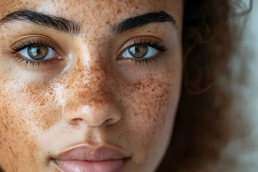 Radiofrequency-Microneedling-for-Hyperpigmentation-Clinic A woman with hyperpigmentation. Schedule Radiofrequency Microneedling for Hyperpigmentation Treatment from Healthy Aging Medical Centers of New Jersey in Northern New Jersey.