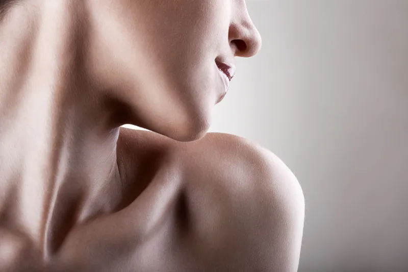 Radiofrequency-Microneedling-for-Neck-Clinic A woman with a smooth, trim neck. Schedule Radiofrequency Microneedling for Neck Skin Treatment from Healthy Aging Medical Centers of New Jersey in Northern New Jersey.
